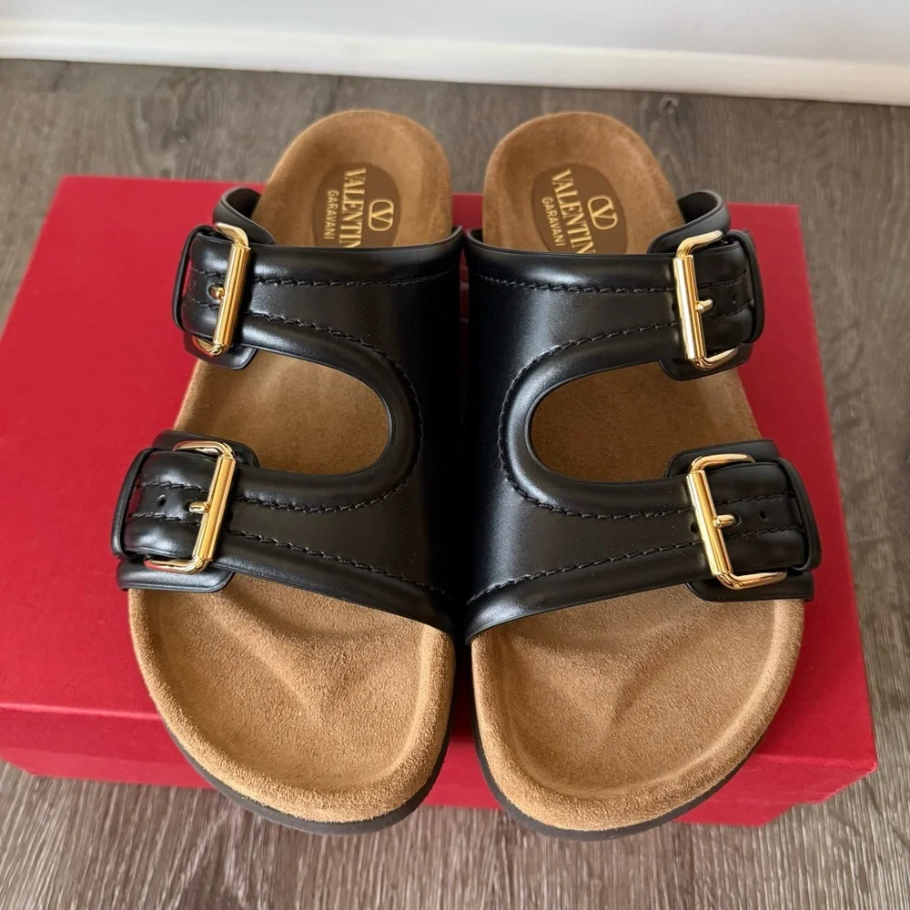 ❗️SOLD❗️Valentino Garavani Fussfriend double-strap leather slides buckle sandals - Picture 5 of 10